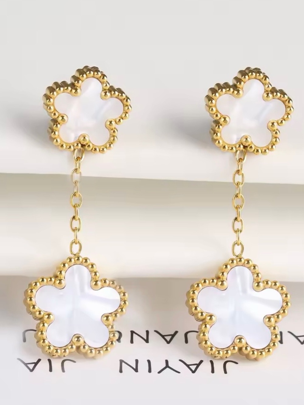 Kohl's Gold-Tone White Flower Drop Earrings